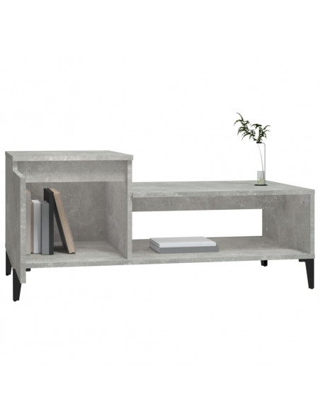 Tavolino Salotto Grigio Cemento 100x50x45 cm Legno Multistrato