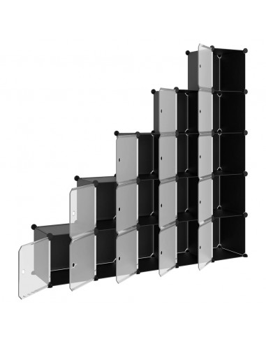 Organizzatore Portaoggetti con 15 Cubi e Ante Trasparenti in PP