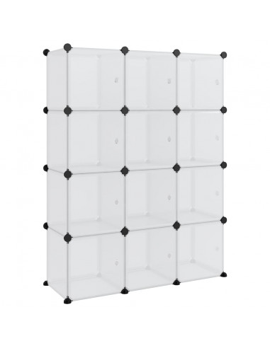 Organizzatore Portaoggetti con 12 Cubi e Ante Trasparenti in PP