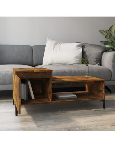 Tavolino da Salotto Rovere Fumo 100x50x45 cm Legno Multistrato
