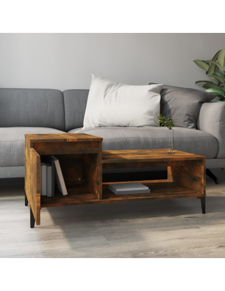 Tavolino da Salotto Rovere Fumo 100x50x45 cm Legno Multistrato