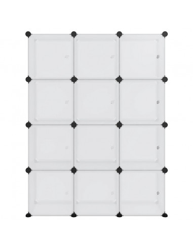 Organizzatore Portaoggetti con 12 Cubi e Ante Trasparenti in PP
