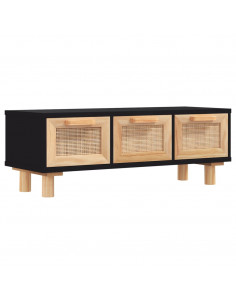 Tavolino Nero 80x40x30 cm Legno Multistrato e Massello di Pino 2