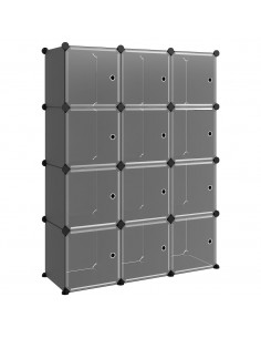 Organizzatore Portaoggetti con 12 Cubi e Ante Trasparenti in PP 2