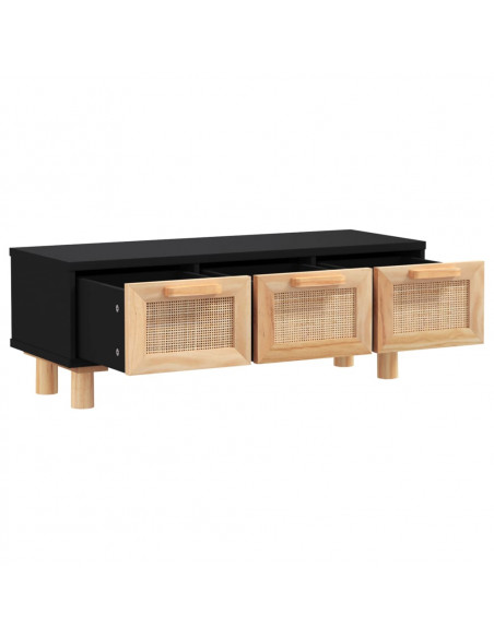 Tavolino Nero 80x40x30 cm Legno Multistrato e Massello di Pino