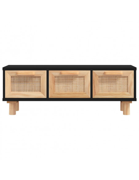 Tavolino Nero 80x40x30 cm Legno Multistrato e Massello di Pino