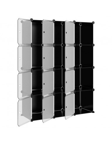 Organizzatore Portaoggetti con 12 Cubi e Ante Trasparenti in PP