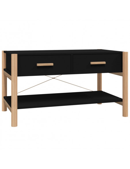 Tavolino da Salotto Nero 82x48x45 cm in Legno Multistrato