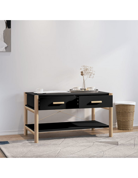 Tavolino da Salotto Nero 82x48x45 cm in Legno Multistrato
