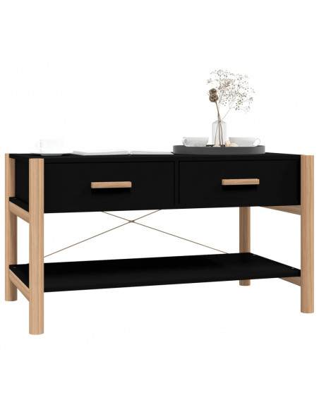Tavolino da Salotto Nero 82x48x45 cm in Legno Multistrato