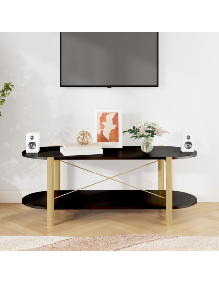 Tavolino da Salotto Nero 110x48x40 cm in Legno Multistrato