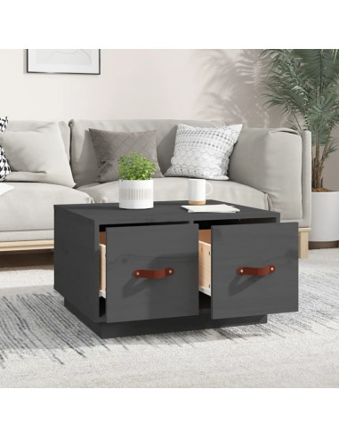 Tavolino da Salotto Grigio 60x53x35cm in Legno Massello di Pino