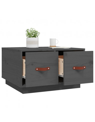 Tavolino da Salotto Grigio 60x53x35cm in Legno Massello di Pino