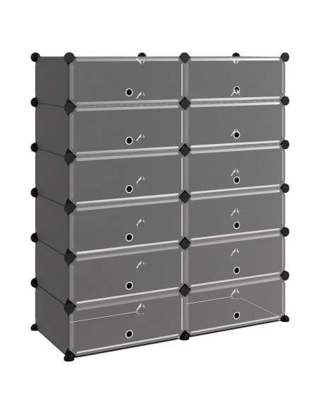 Scarpiera Nera 94,5x36,5x106 cm in PP