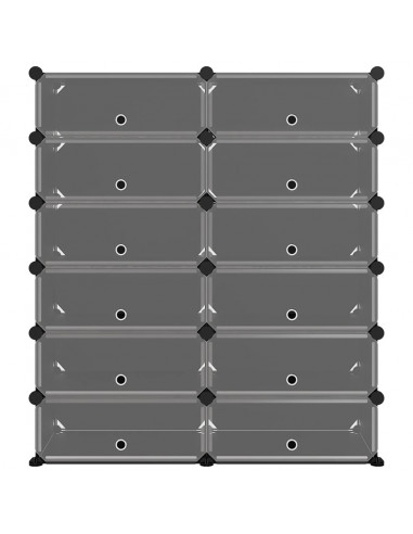 Scarpiera Nera 94,5x36,5x106 cm in PP