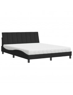 Letto con Materasso Nero 160x200 cm in Velluto 2