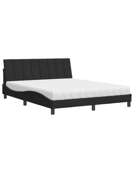 Letto con Materasso Nero 160x200 cm in Velluto