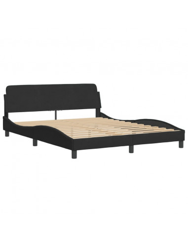 Letto con Materasso Nero 160x200 cm in Velluto