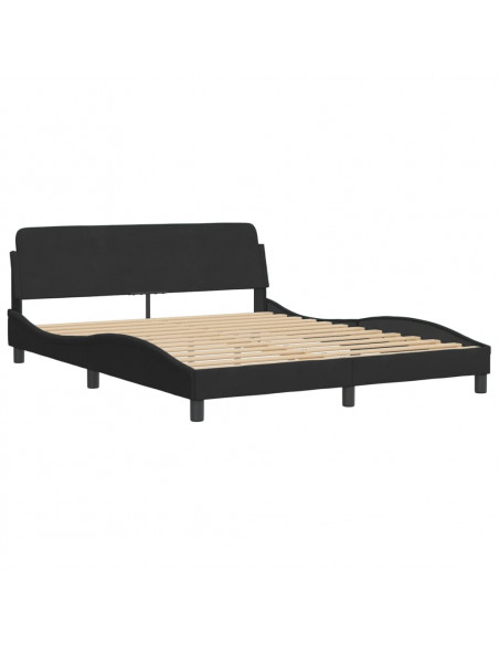 Letto con Materasso Nero 160x200 cm in Velluto