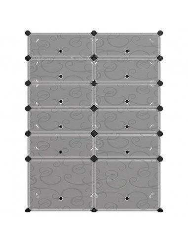 Scarpiera Nera 94x37x125 cm in PP