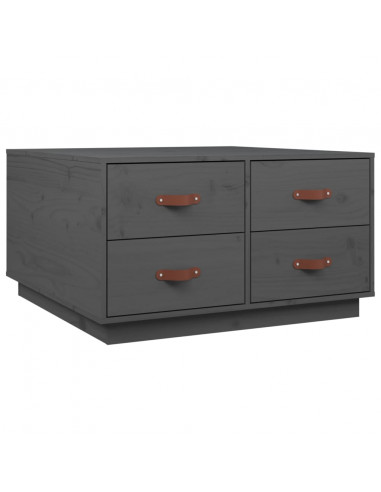 Tavolino da Salotto Grigio 80x80x45 cm Legno Massello di Pino