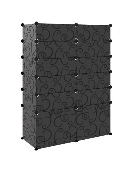 Scarpiera Nera 94x37x125 cm in PP
