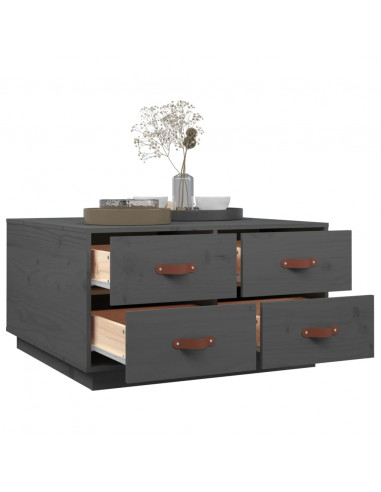 Tavolino da Salotto Grigio 80x80x45 cm Legno Massello di Pino