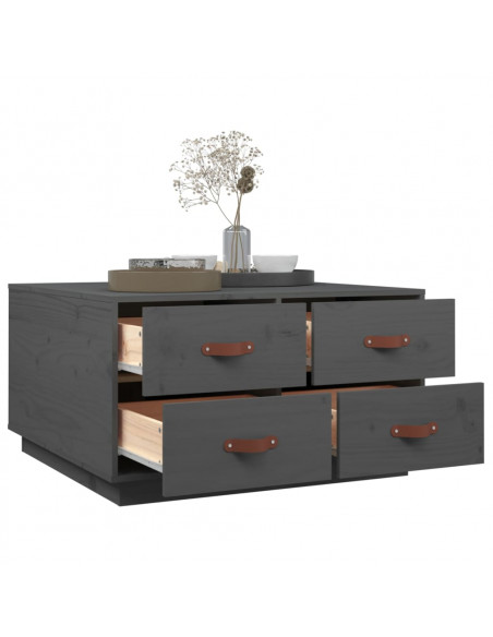 Tavolino da Salotto Grigio 80x80x45 cm Legno Massello di Pino
