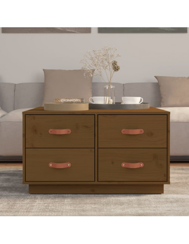 Tavolino da Salotto Miele 80x80x45 cm Legno Massello di Pino