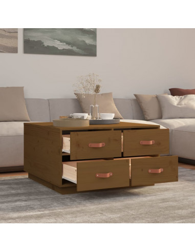 Tavolino da Salotto Miele 80x80x45 cm Legno Massello di Pino