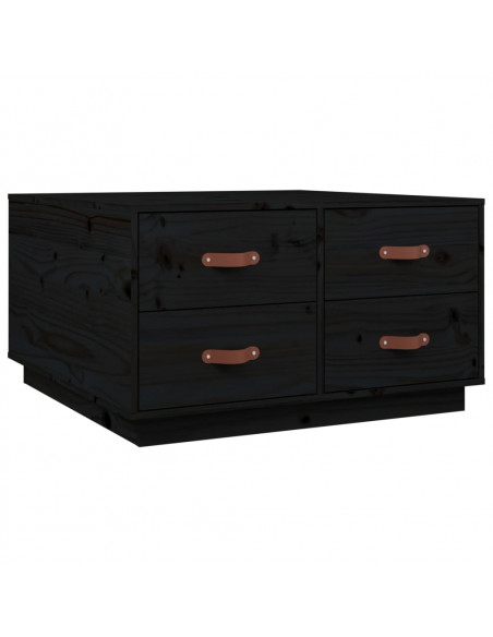 Tavolino da Salotto Nero 80x80x45 cm Legno Massello di Pino