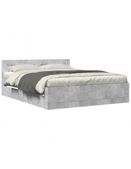 Giroletto Testiera Grigio Cemento 160x200 cm Legno Multistrato
