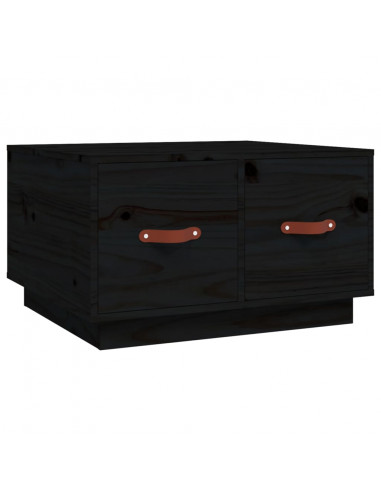 Tavolino da Salotto Nero 60x53x35 cm Legno Massello di Pino