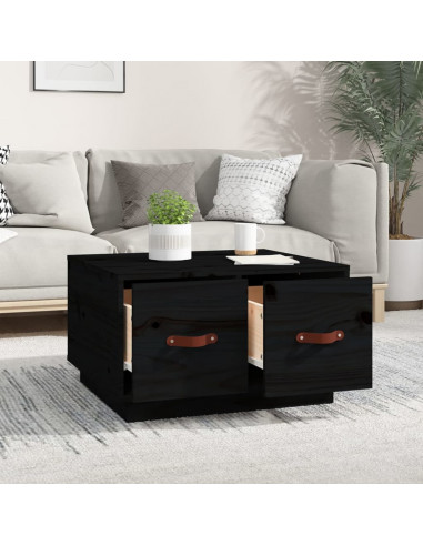 Tavolino da Salotto Nero 60x53x35 cm Legno Massello di Pino