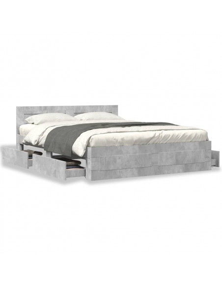 Giroletto Testiera Grigio Cemento 160x200 cm Legno Multistrato