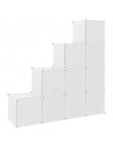 Scaffale Portaoggetti per Bambini con 10 Cubi Bianchi in PP