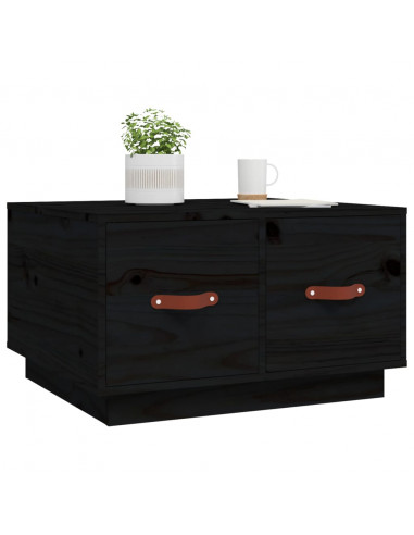 Tavolino da Salotto Nero 60x53x35 cm Legno Massello di Pino