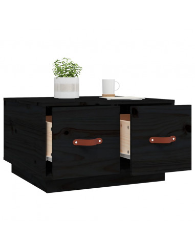 Tavolino da Salotto Nero 60x53x35 cm Legno Massello di Pino