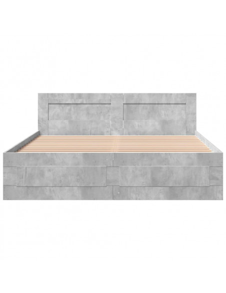 Giroletto Testiera Grigio Cemento 160x200 cm Legno Multistrato