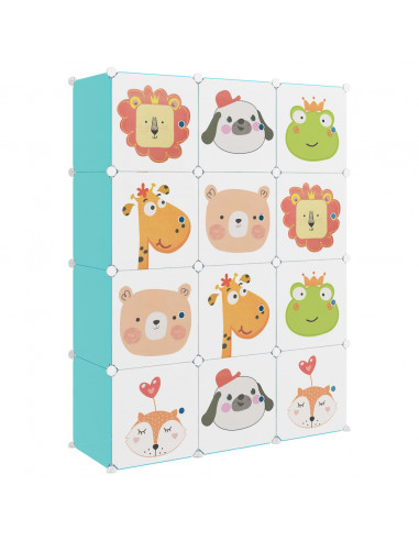 Scaffale Portaoggetti per Bambini con 12 Cubi Verdi in PP