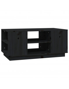 Tavolino da Salotto Nero 90x49x40,5 cm Legno Massello di Pino 2