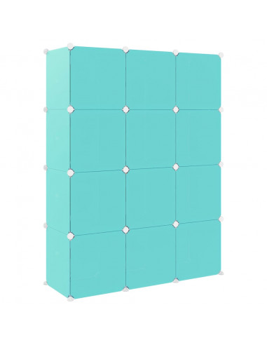 Scaffale Portaoggetti per Bambini con 12 Cubi Verdi in PP