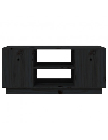 Tavolino da Salotto Nero 90x49x40,5 cm Legno Massello di Pino