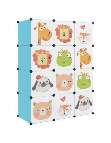 Scaffale Portaoggetti per Bambini con 12 Cubi Blu in PP