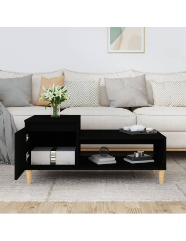 Tavolino da Salotto Nero 100x50x45 cm in Legno Multistrato