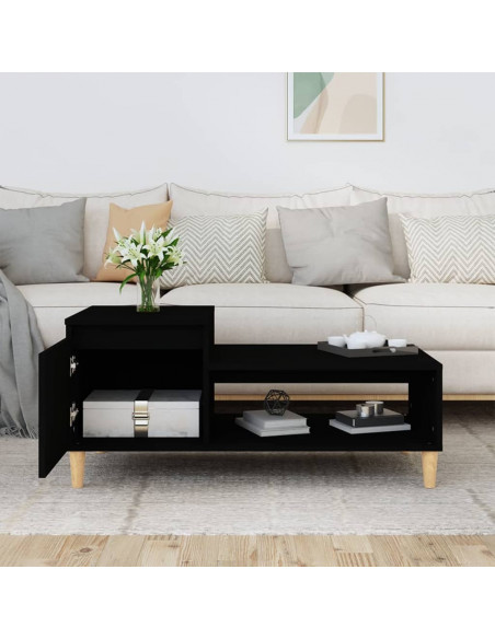 Tavolino da Salotto Nero 100x50x45 cm in Legno Multistrato