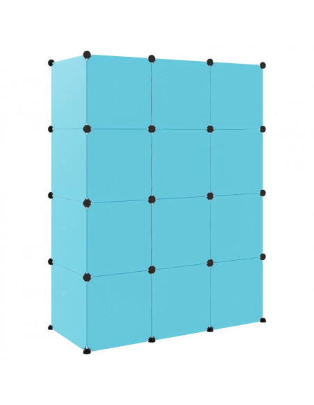 Scaffale Portaoggetti per Bambini con 12 Cubi Blu in PP