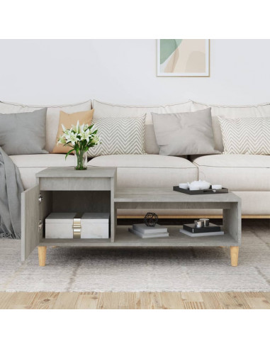 Tavolino Salotto Grigio Cemento 100x50x45 cm Legno Multistrato