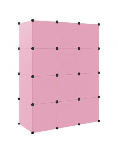 Scaffale Portaoggetti per Bambini con 12 Cubi Rosa in PP