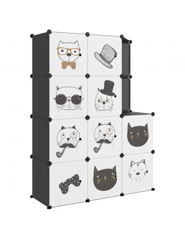 Scaffale Portaoggetti per Bambini con 10 Cubi Neri in PP